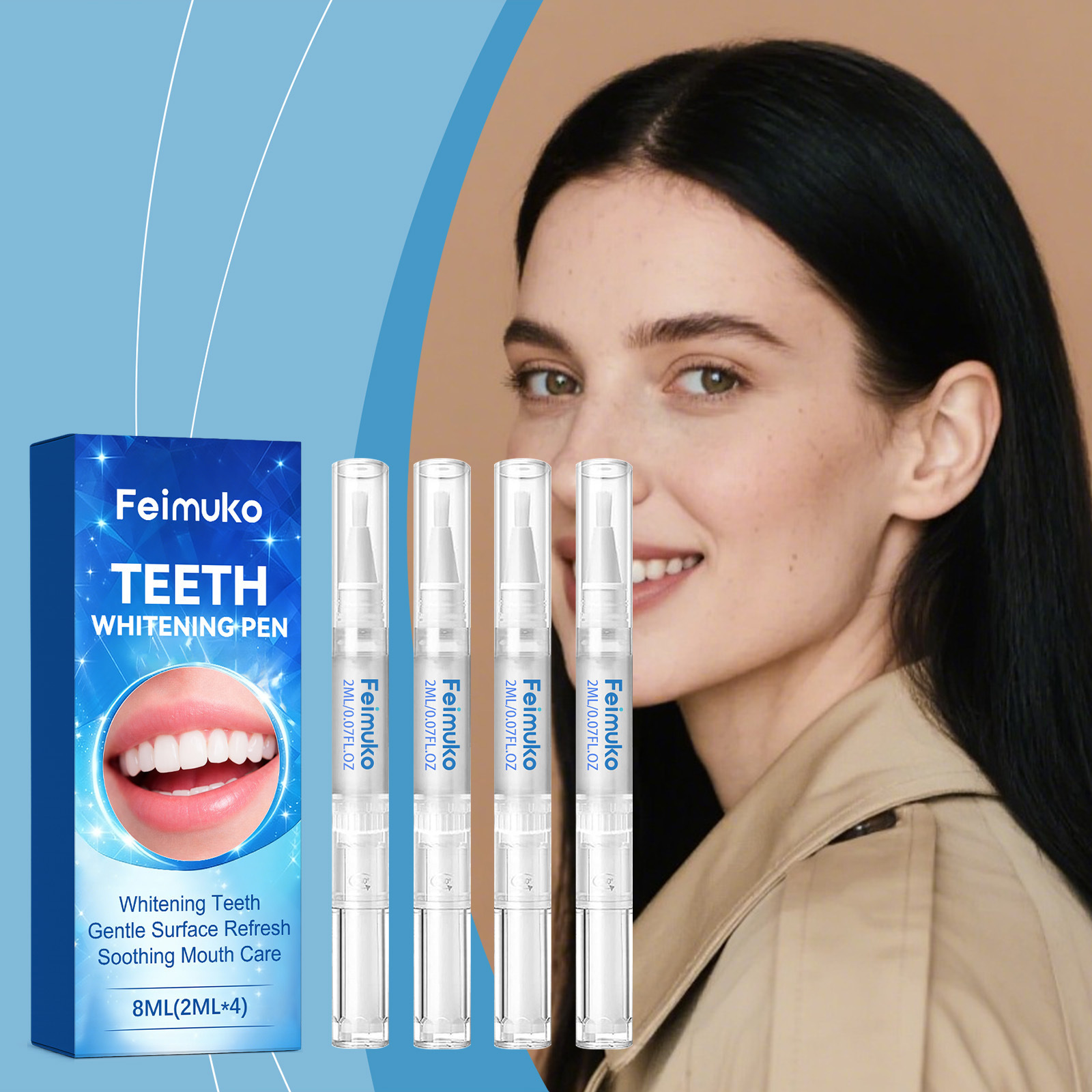 Teeth Whitening Kit At Home - Kit de Blanqueamiento Dental Feimuko, Elimina