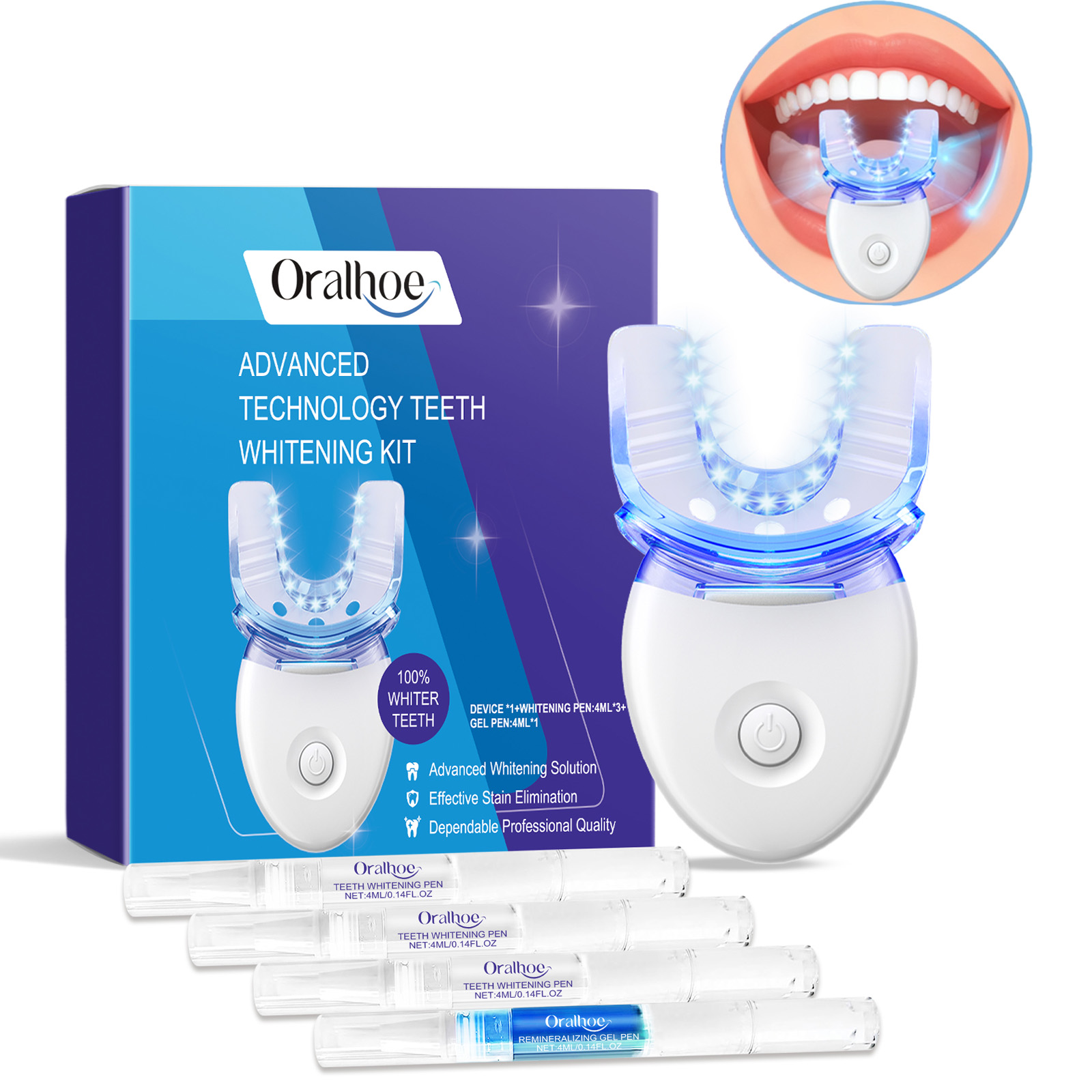 Teeth Whitening Q&M - Kit de luz LED para blanqueamiento