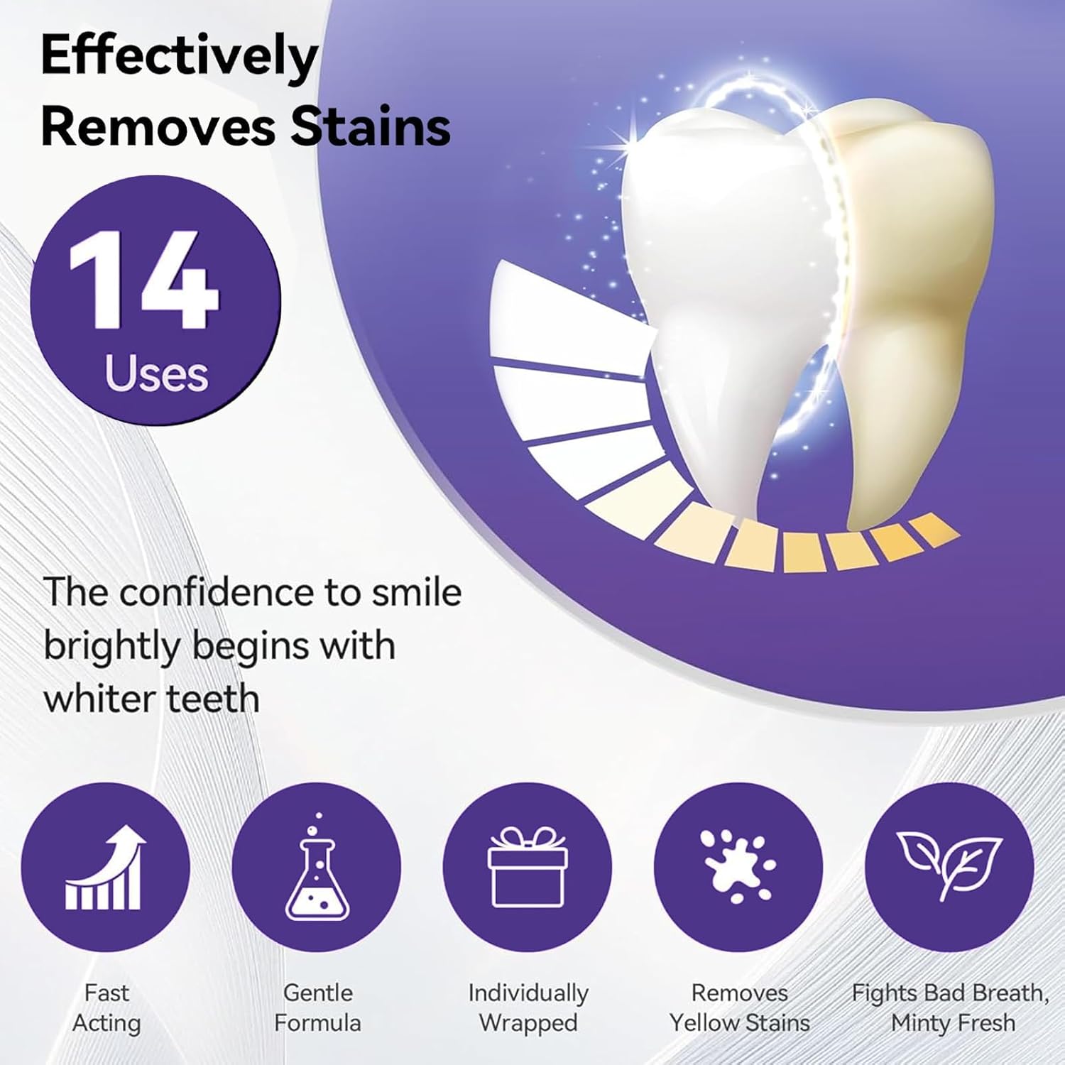 7 tiras blanqueadoras púrpuras - Teeth Whitening Kit At Home reseña y precio